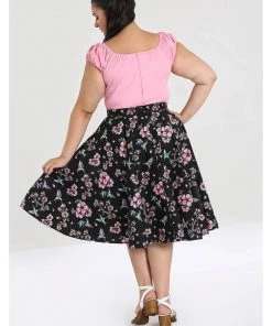 Hell Bunny Madison Hummingbird 50's Swing Skirt Black