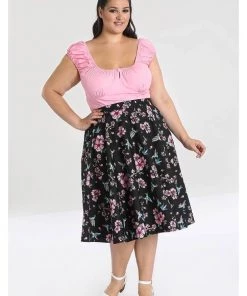 Hell Bunny Madison Hummingbird 50's Swing Skirt Black