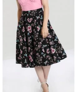 Hell Bunny Madison Hummingbird 50's Swing Skirt Black