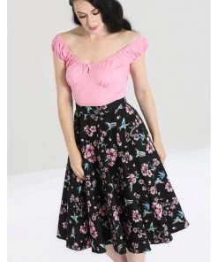Hell Bunny Madison Hummingbird 50's Swing Skirt Black