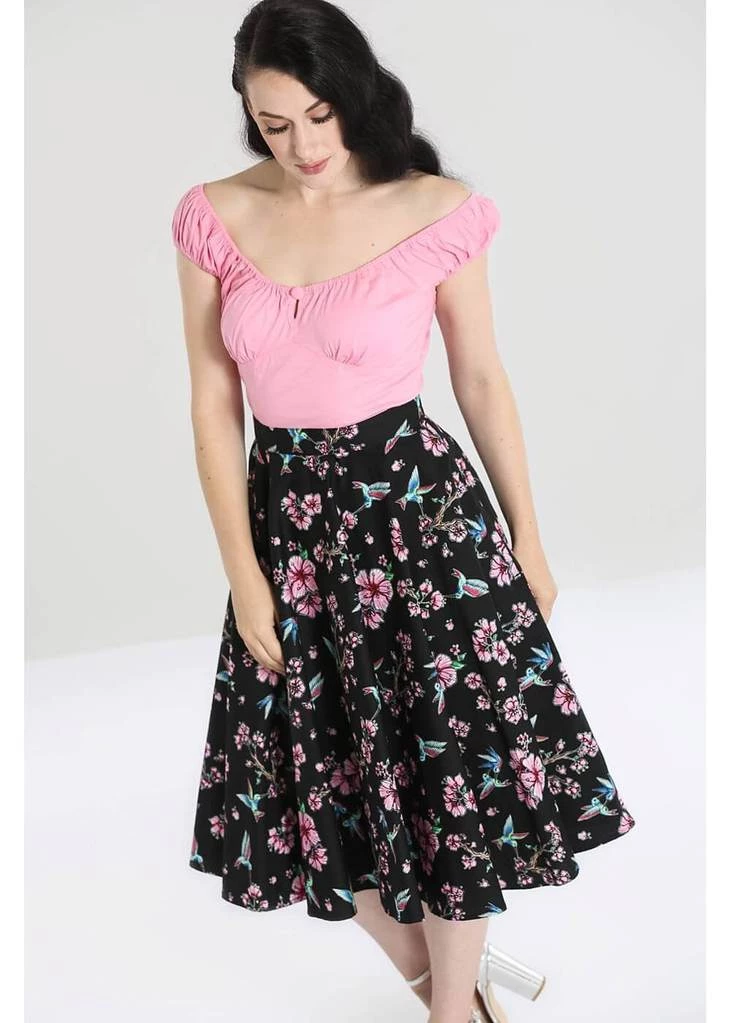 Hell Bunny Madison Hummingbird 50's Swing Skirt Black
