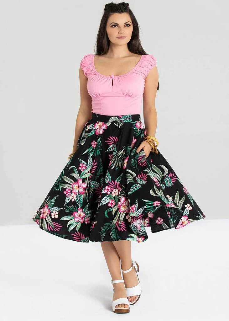 Hell Bunny Kalani 50's Swing Skirt Black