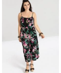 Hell Bunny Kalani 40's Jumpsuit Black New In