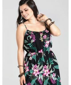 Hell Bunny Kalani 40's Jumpsuit Black New In