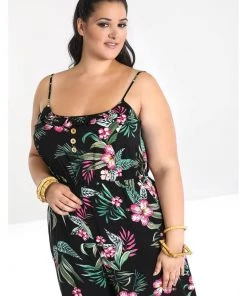 Hell Bunny Kalani 40's Jumpsuit Black New In