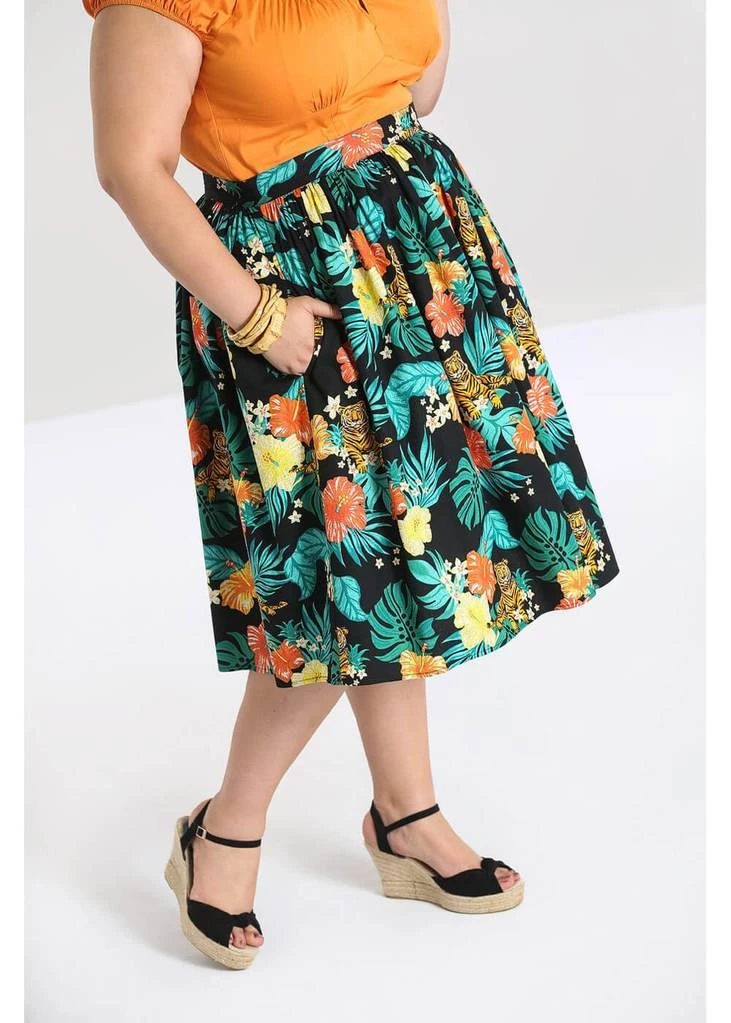 Hell Bunny Bali Jungle 50's Swing Skirt Black New In