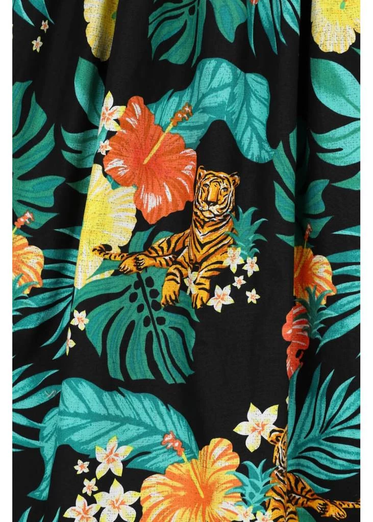 Hell Bunny Bali Jungle 50's Swing Skirt Black New In