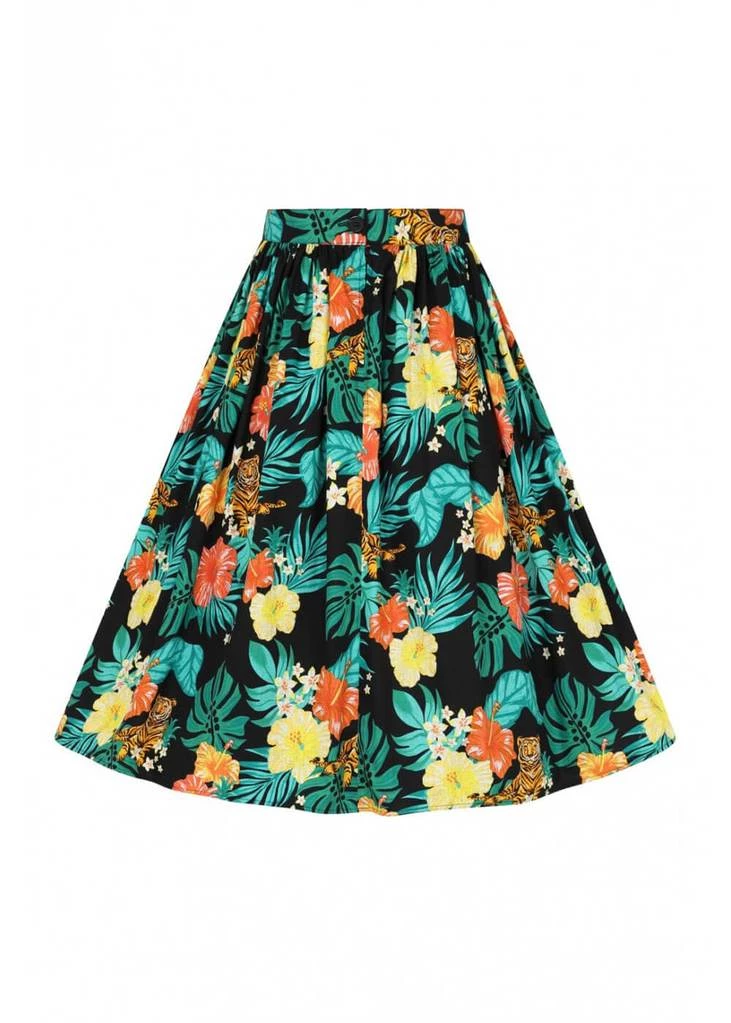 Hell Bunny Bali Jungle 50's Swing Skirt Black New In