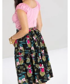Hell Bunny Noa Noa Tiki 50's Swing Skirt Black