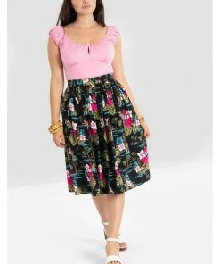 Hell Bunny Noa Noa Tiki 50's Swing Skirt Black