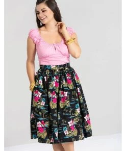 Hell Bunny Noa Noa Tiki 50's Swing Skirt Black