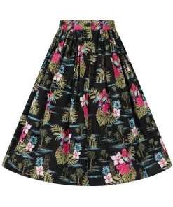 Hell Bunny Noa Noa Tiki 50's Swing Skirt Black