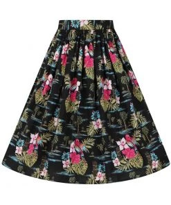 Hell Bunny Noa Noa Tiki 50's Swing Skirt Black
