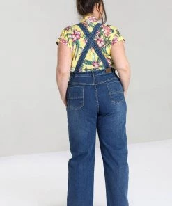 Hell Bunny Betty Bee 40's Denim Dungarees Blue