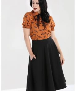 Hell Bunny Amelie 50's Swing Skirt Black New In