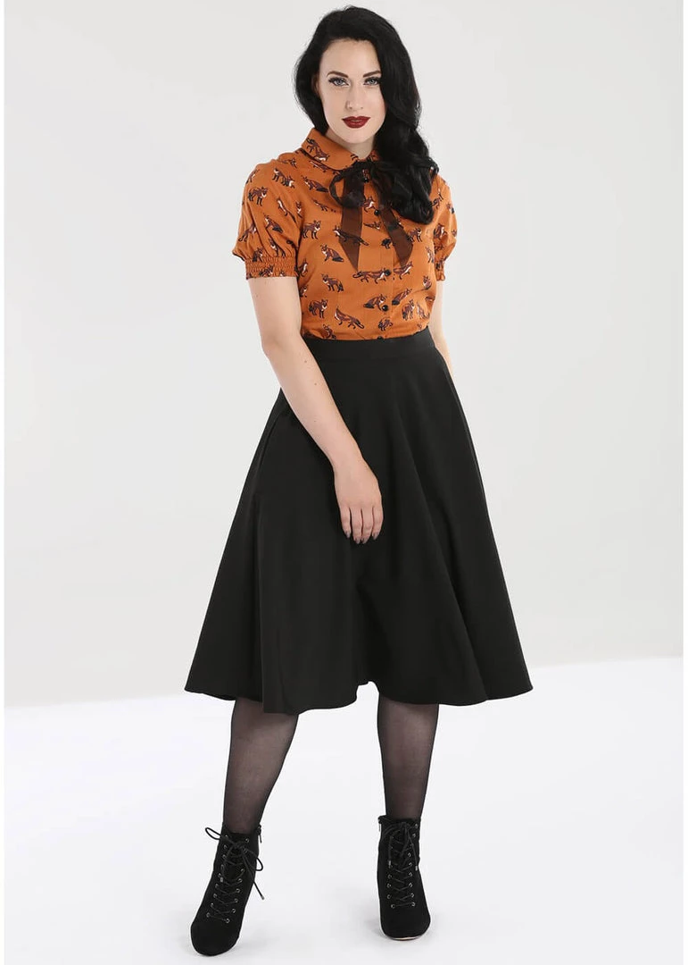 Hell Bunny Amelie 50's Swing Skirt Black New In