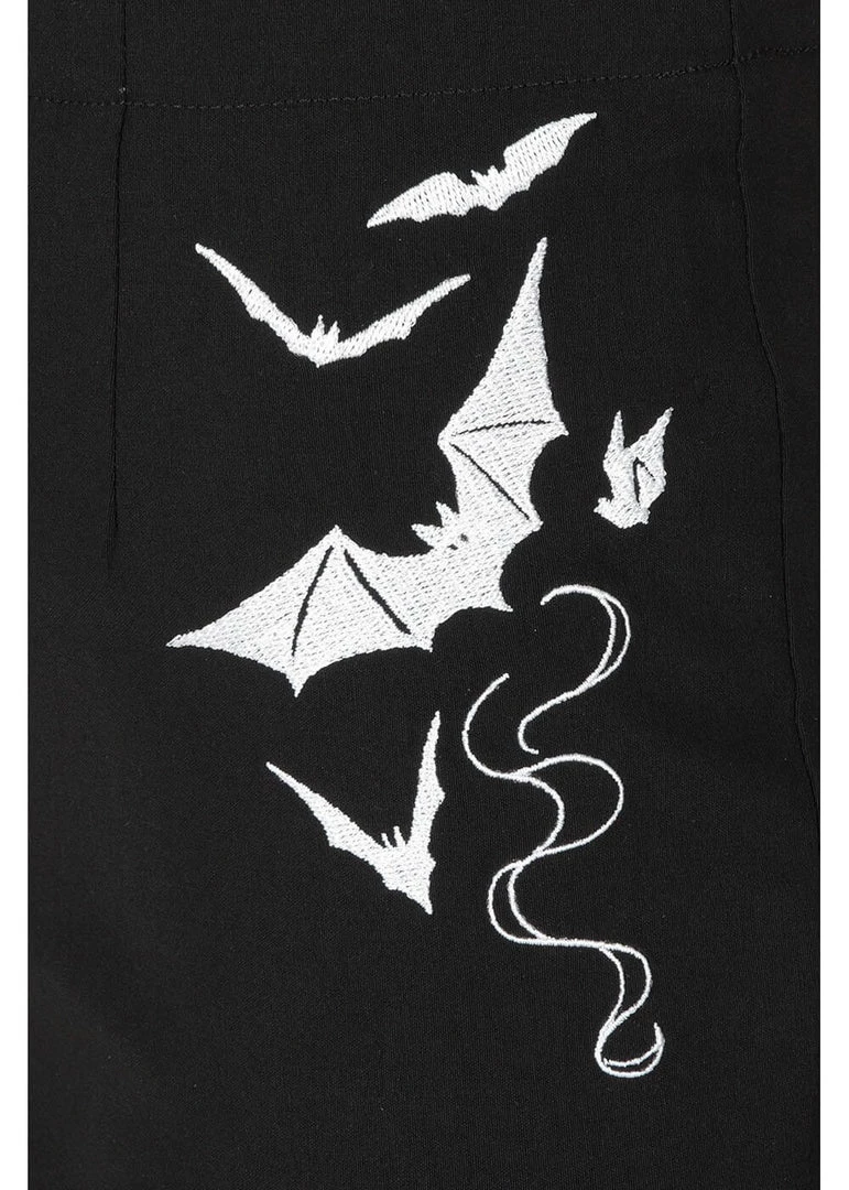 Hell Bunny Full Moon Bats Capri Trousers Black