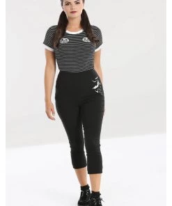Hell Bunny Full Moon Bats Capri Trousers Black