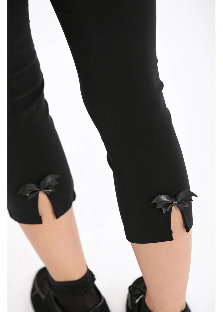 Hell Bunny Full Moon Bats Capri Trousers Black