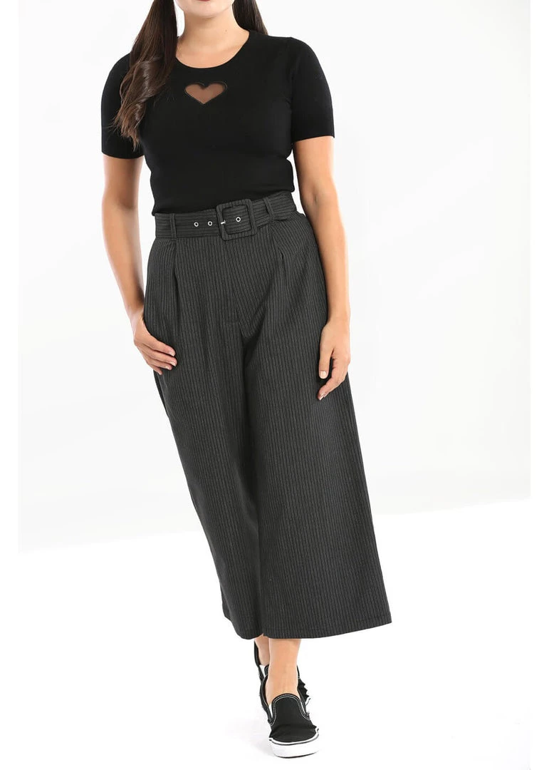New In Hell Bunny Benny Culottes 60's Trousers Grey