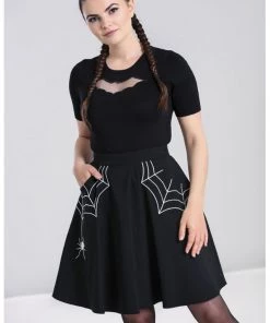 New In Hell Bunny Miss Muffet Spider Skirt Black White