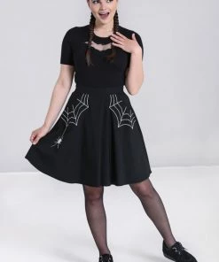 New In Hell Bunny Miss Muffet Spider Skirt Black White