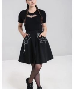 New In Hell Bunny Miss Muffet Spider Skirt Black White