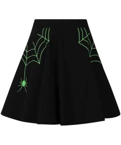 Hell Bunny Miss Muffet Spider Skirt Black Green New In