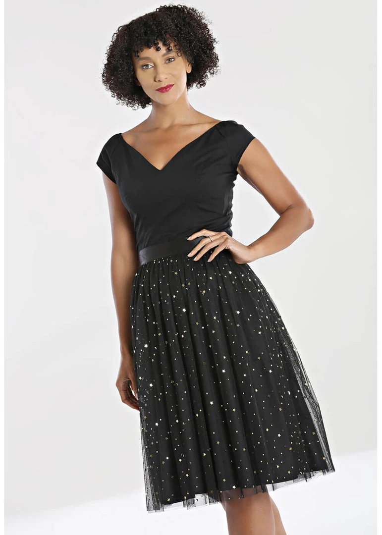 Hell Bunny Infinity Stars 50's Tulle Party Skirt Black