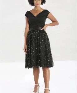 Hell Bunny Infinity Stars 50's Tulle Party Skirt Black