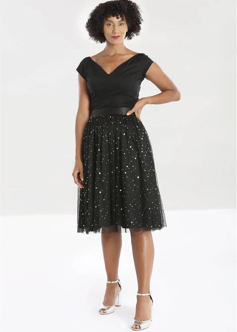 Hell Bunny Infinity Stars 50's Tulle Party Skirt Black