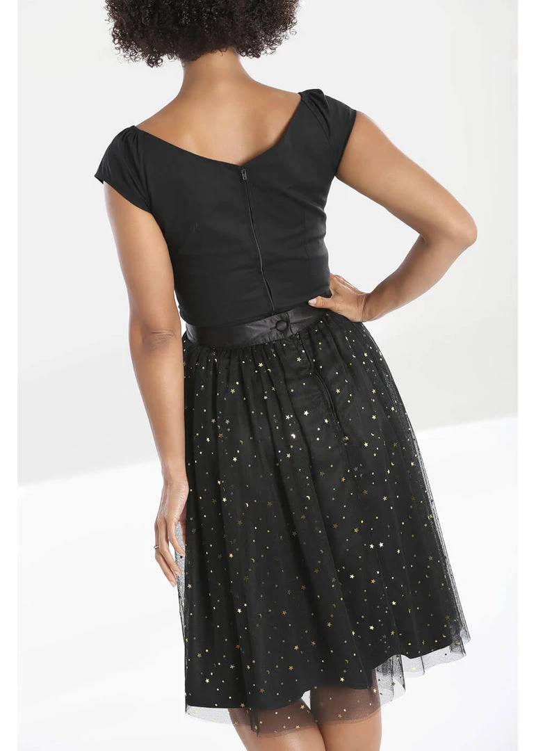 Hell Bunny Infinity Stars 50's Tulle Party Skirt Black