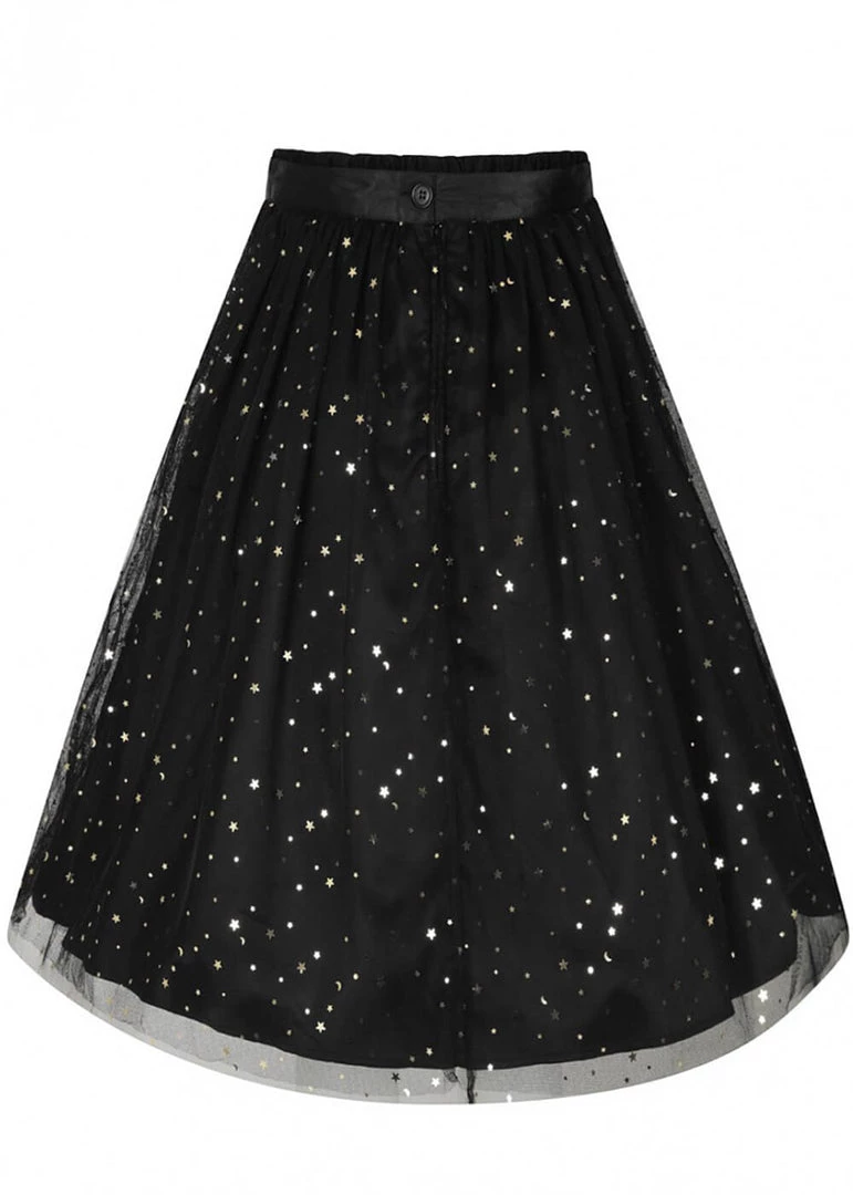 Hell Bunny Infinity Stars 50's Tulle Party Skirt Black