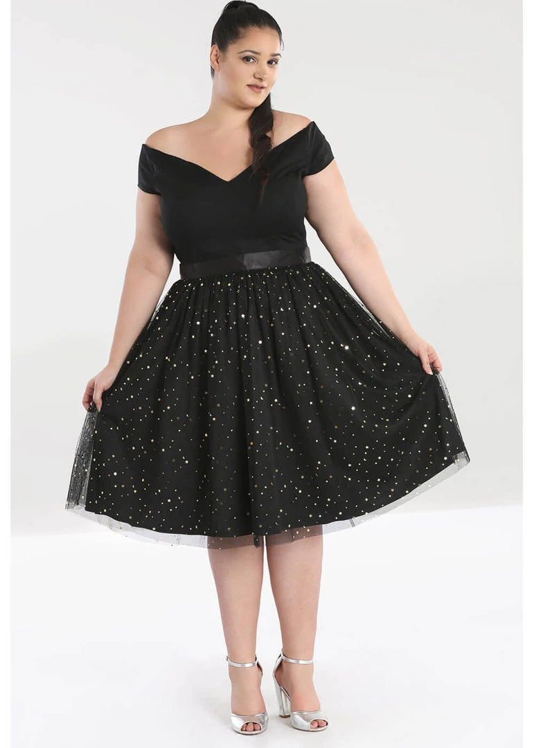 Hell Bunny Infinity Stars 50's Tulle Party Skirt Black