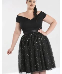 Hell Bunny Infinity Stars 50's Tulle Party Skirt Black