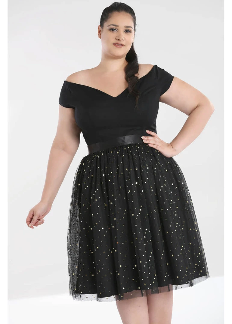 Hell Bunny Infinity Stars 50's Tulle Party Skirt Black