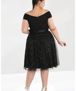 Hell Bunny Infinity Stars 50's Tulle Party Skirt Black