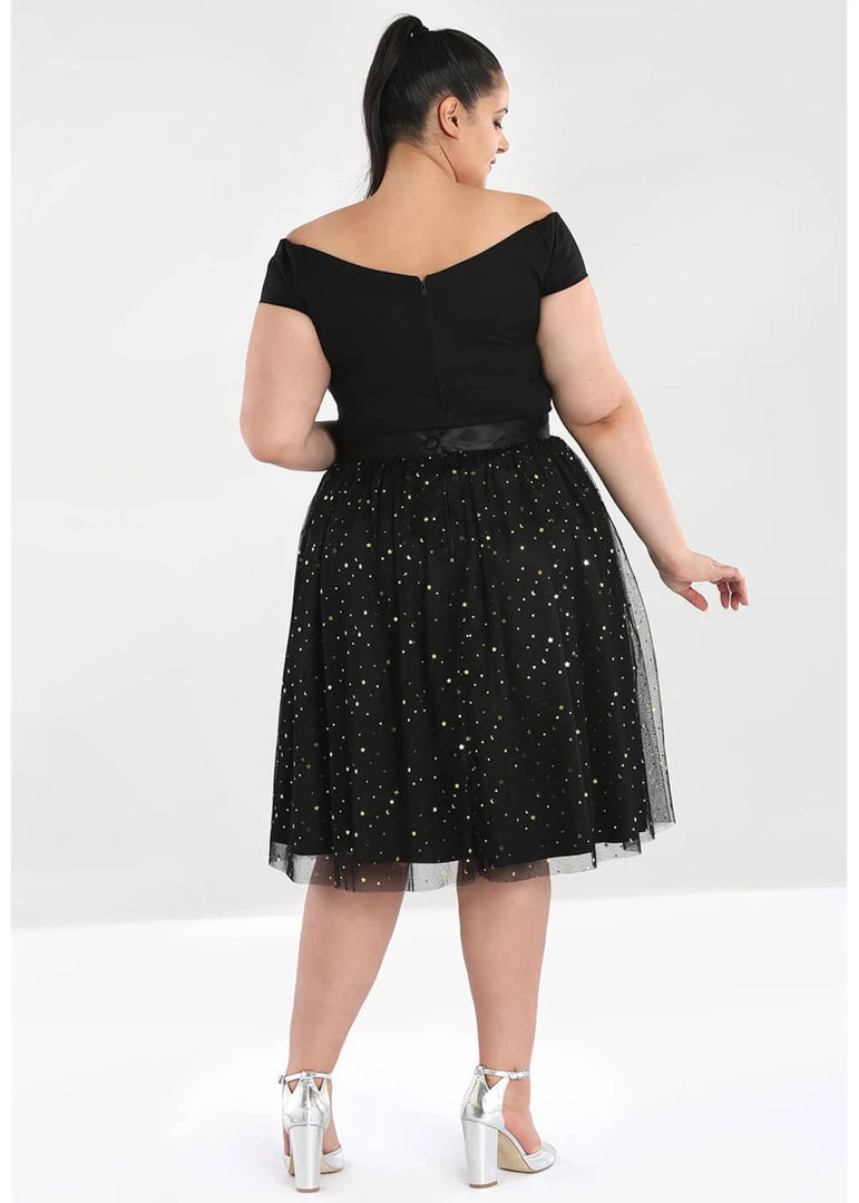 Hell Bunny Infinity Stars 50's Tulle Party Skirt Black