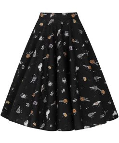 Hell Bunny Trick Or Treat 50's Swing Skirt Black