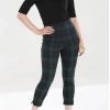 Hell Bunny Evelyn Tartan 40's Cigarette Trousers Green