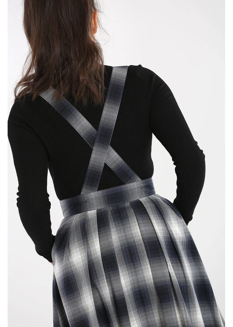 Hell Bunny Eddystone Pinafore 60's Swing Skirt Grey New In