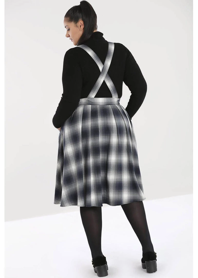 Hell Bunny Eddystone Pinafore 60's Swing Skirt Grey New In