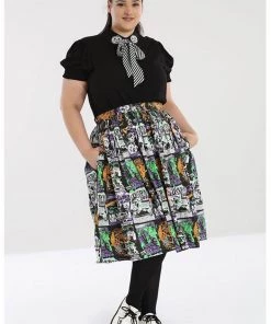 New In Hell Bunny Be Afraid Halloween 50's Swing Skirt Multi