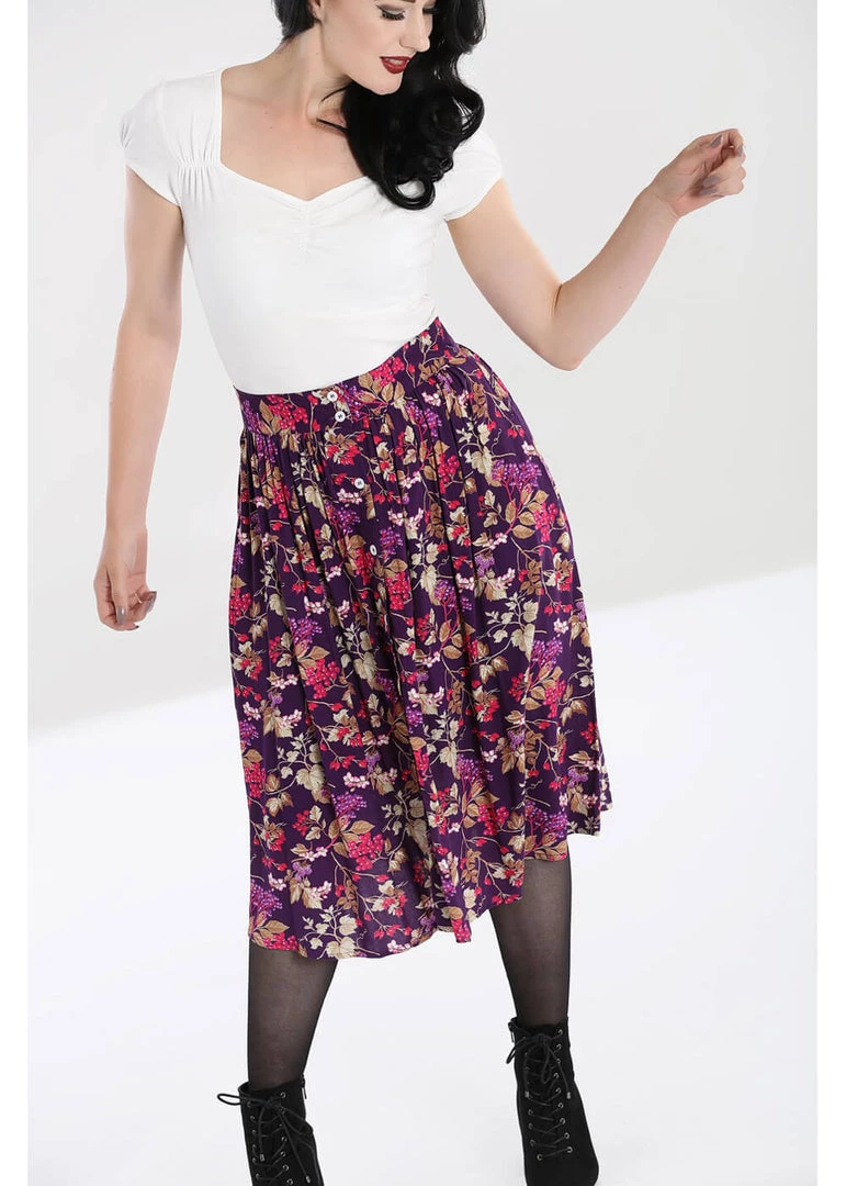 Hell Bunny Berry Crush 50's Swing Skirt Purple