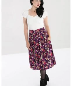 Hell Bunny Berry Crush 50's Swing Skirt Purple