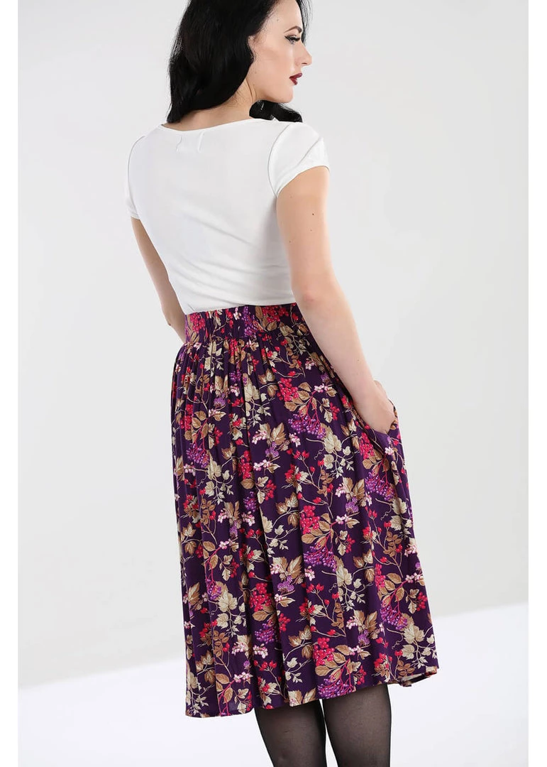 Hell Bunny Berry Crush 50's Swing Skirt Purple