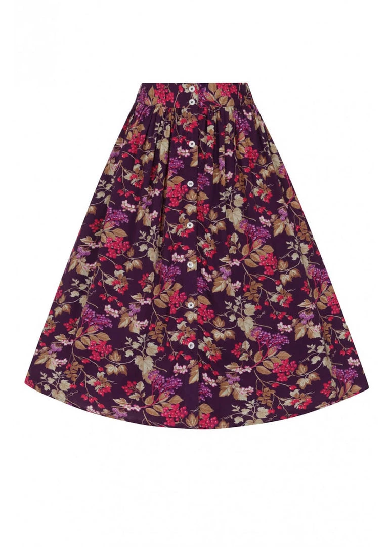 Hell Bunny Berry Crush 50's Swing Skirt Purple