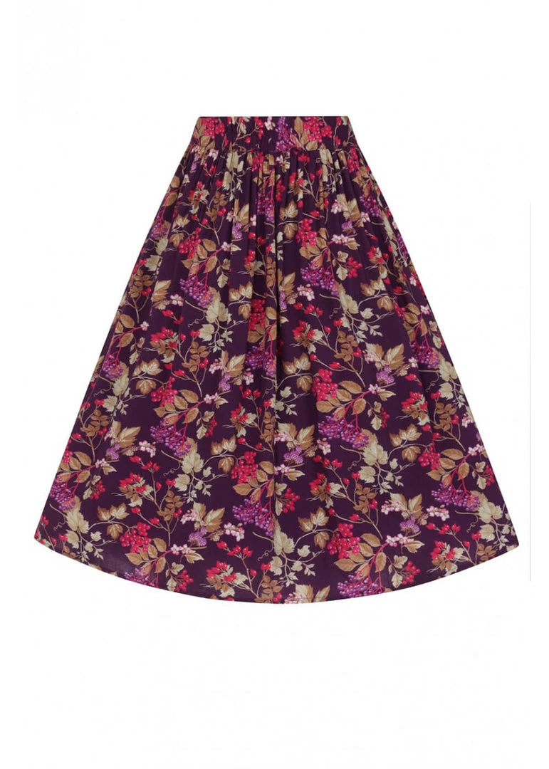 Hell Bunny Berry Crush 50's Swing Skirt Purple