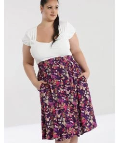Hell Bunny Berry Crush 50's Swing Skirt Purple