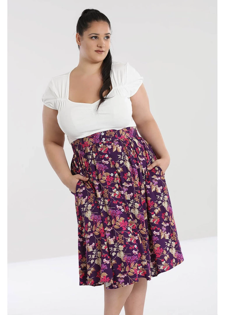 Hell Bunny Berry Crush 50's Swing Skirt Purple